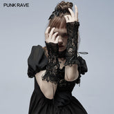 WS-484SSF Gothic hollow out applique gloves?-??Punk Rave Clothing