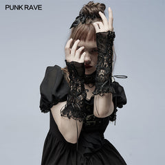 WS-484SSF Gothic hollow out applique gloves?-??Punk Rave Clothing