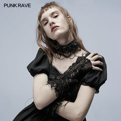 WS-484SSF Gothic hollow out applique gloves?-??Punk Rave Clothing