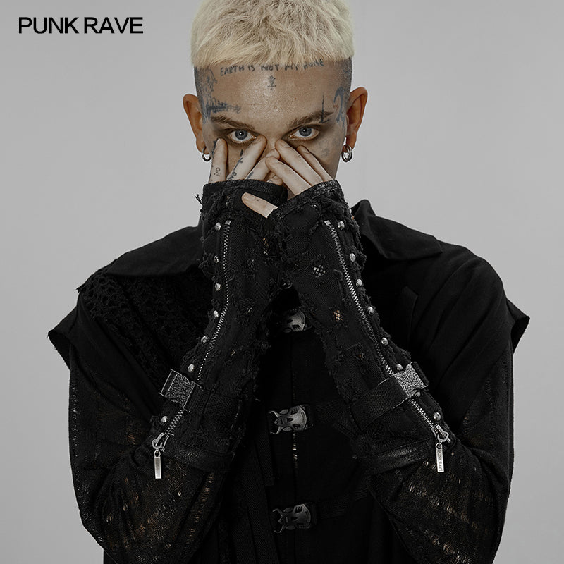 WS-521SSM 2022 Punk holes gloves?-??Punk Rave Clothing