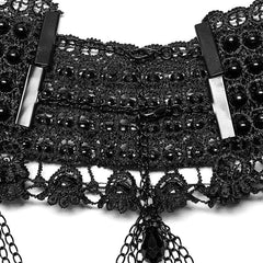 WS-536LHF Gothic gorgeous black pearly choker?-??Punk Rave Clothing
