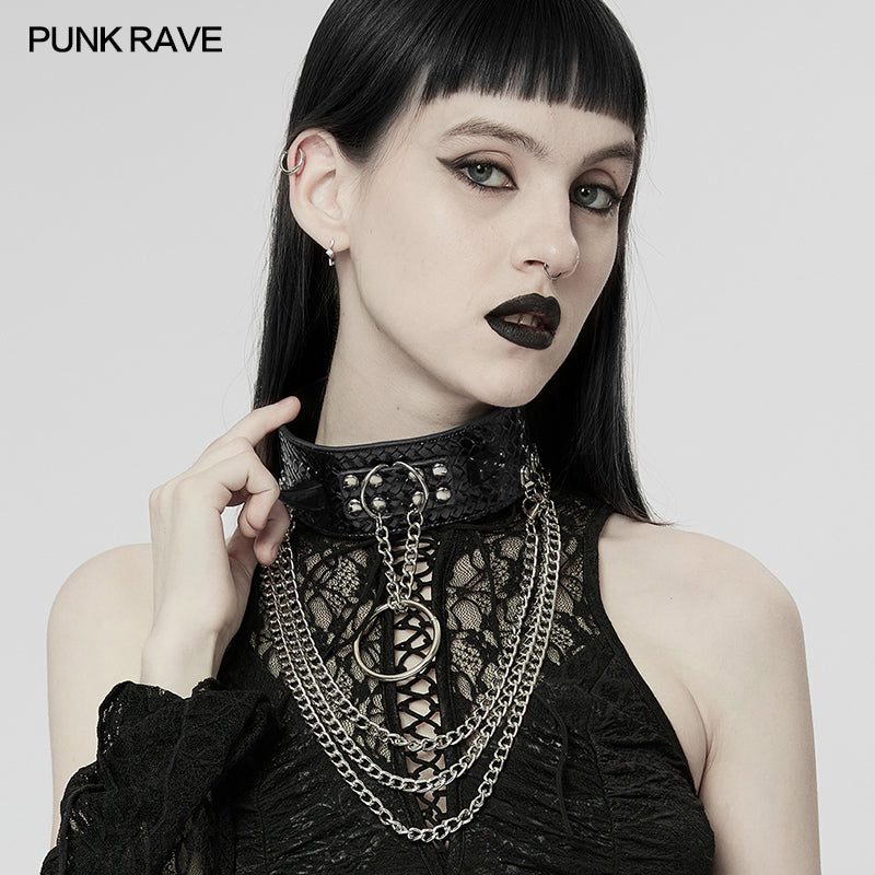 WS-539LHF Punk wild python grain choker?-??Punk Rave Clothing
