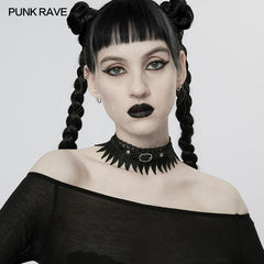 WS-540LHF Gothic faux feather choker?-??Punk Rave Clothing