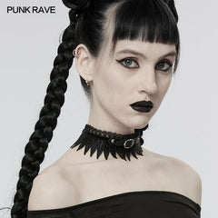 WS-540LHF Gothic faux feather choker?-??Punk Rave Clothing