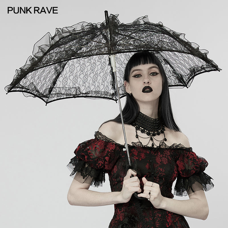 WS-548QTF Gothic light lace umbrella?-??Punk Rave Clothing