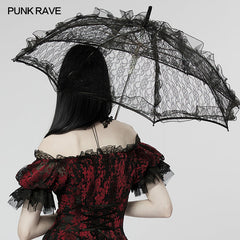 WS-548QTF Gothic light lace umbrella?-??Punk Rave Clothing