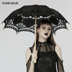 WS-549QTF Gothic cotton lace umbrella?-??Punk Rave Clothing