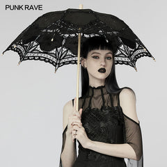 WS-549QTF Gothic cotton lace umbrella?-??Punk Rave Clothing