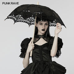 WS-549QTF Gothic cotton lace umbrella?-??Punk Rave Clothing
