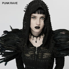 WS-551BDF Gothic faux feather shoulder accessory?-??Punk Rave Clothing