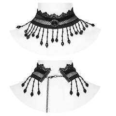 WS-581LHF GOTH Pearl Tassel Choker?-??Punk Rave Clothing