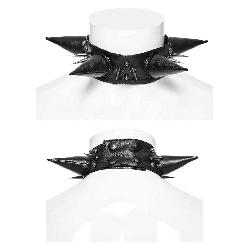 WS-583LHM Spiked Leather Choker Punk Accessories Neckwear Bold Statement Piece?-??Punk Rave Clothing