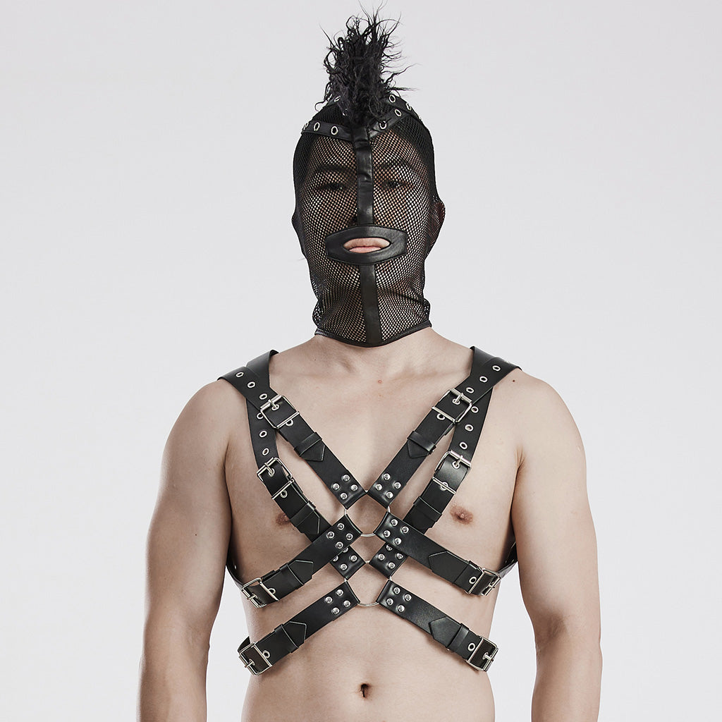 WS-592MZ Mesh Headgear with Spike Detail Mohawk Punk Accessories?-??Punk Rave Clothing