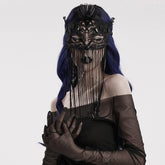 WS-593QTF Gothic Lace Mask with Fringe Mysterious black Veil Accessory?-??Punk Rave Clothing