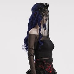 WS-593QTF Gothic Lace Mask with Fringe Mysterious black Veil Accessory?-??Punk Rave Clothing