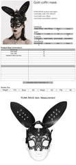 WS-594QTF Gothic Rabbit Lace Mask with Studded Leather Ears?-??Punk Rave Clothing
