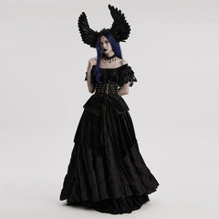 WS-596FSF Gothic Angel Black Feathered Wing Headband Hairpiece?-??Punk Rave Clothing