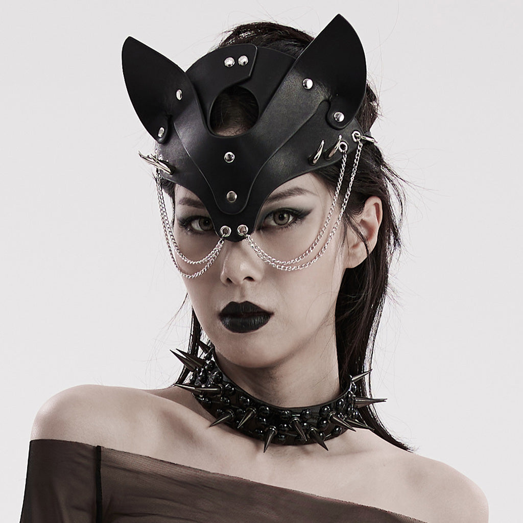 WS-603QTF Fierce Fox Mask with Chains Punk Accessories?-??Punk Rave Clothing
