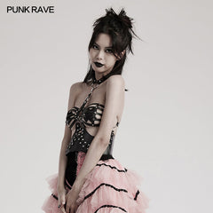 WS-604YDF Edgy Strappy Punk Corset with Buckle Harness Details?-??Punk Rave Clothing