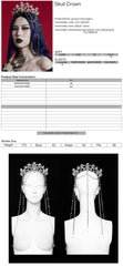 WS-605FSF Gothic Silver Skull Crown with Dramatic Chain Details?-??Punk Rave Clothing