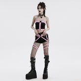 WS-612QTF Pink Gothic Leg Harness Punk Accessories Adjustable Fashion Belt Straps?-??Punk Rave Clothing