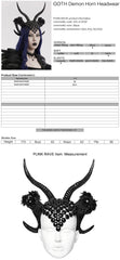 WS-613FSF Gothic Demon Horn Headdress with Floral and Gemstone Detailing?-??Punk Rave Clothing