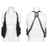 WS-614BDM Edgy Black Strap Punk Vest with Studded Details?-??Punk Rave Clothing