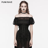 WS-615YDF Gothic Corset Lace-Up Mesh Bustier Top Vintage Black Design?-??Punk Rave Clothing