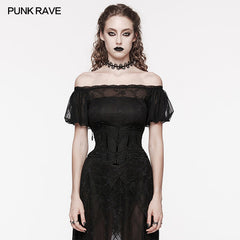 WS-615YDF Gothic Corset Lace-Up Mesh Bustier Top Vintage Black Design?-??Punk Rave Clothing
