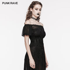 WS-615YDF Gothic Corset Lace-Up Mesh Bustier Top Vintage Black Design?-??Punk Rave Clothing