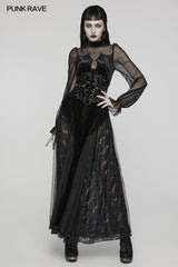 WS-616YDF Velvet Embroidered Lace-Up Gothic Corset Waist Cincher?-??Punk Rave Clothing