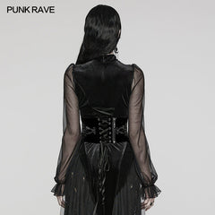 WS-616YDF Velvet Embroidered Lace-Up Gothic Corset Waist Cincher?-??Punk Rave Clothing