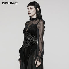 WS-616YDF Velvet Embroidered Lace-Up Gothic Corset Waist Cincher?-??Punk Rave Clothing