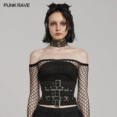 WS-619YDF Steampunk Mesh Buckle Lace-Up Punk Corset Fashion?-??Punk Rave Clothing