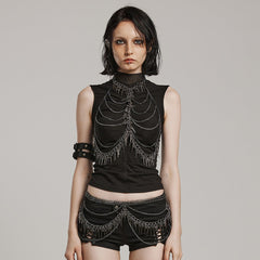 WS-621LHF Edgy Spiked Chain Harness Punk Accessories Statement Piece?-??Punk Rave Clothing