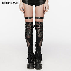 WS-622JTF Gothic Mesh Buckle Over-the-Knee Punk Accessories Leg Warmers?-??Punk Rave Clothing