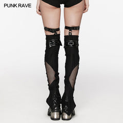 WS-622JTF Gothic Mesh Buckle Over-the-Knee Punk Accessories Leg Warmers?-??Punk Rave Clothing