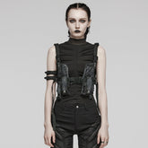 WS-626BD Stealthy Gothic Tactical Vest Punk Accessories Adjustable black Harness?-??Punk Rave Clothing