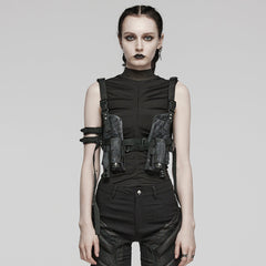 WS-626BD Stealthy Gothic Tactical Vest Punk Accessories Adjustable black Harness?-??Punk Rave Clothing