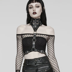 WS-628LHF Gothic Punk Choker Harness with Adjustable Belt Straps?-??Punk Rave Clothing