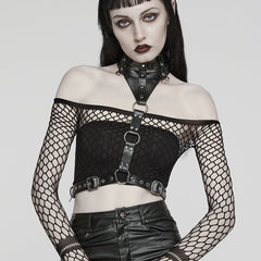 WS-628LHF Gothic Punk Choker Harness with Adjustable Belt Straps?-??Punk Rave Clothing