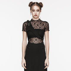WS-629BDF Riveted Asymmetrical black Punk Shoulder Harness Accessory?-??Punk Rave Clothing