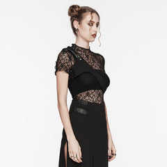 WS-629BDF Riveted Asymmetrical black Punk Shoulder Harness Accessory?-??Punk Rave Clothing