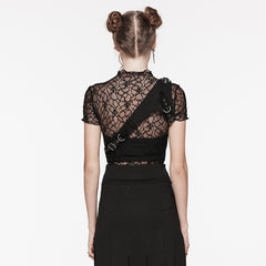 WS-629BDF Riveted Asymmetrical black Punk Shoulder Harness Accessory?-??Punk Rave Clothing