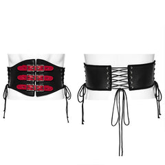 WS-635YDM Punk Rave Punk Corset Spiked Leather Waist Cincher with Red Buckle Straps?-??Punk Rave Clothing