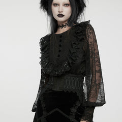 WS-639YDF Gothic Corset Lace Hollow Design Slim-Fit Black Waist Cincher?-??Punk Rave Clothing