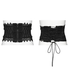 WS-639YDF Gothic Corset Lace Hollow Design Slim-Fit Black Waist Cincher?-??Punk Rave Clothing