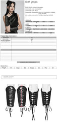WS-640SSF Lace-Up Black Faux Leather Punk Gothic Arm Warmers?-??Punk Rave Clothing