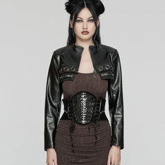 WS-649YDF Elegant Gothic Spinal Pattern Corset with Lace-Up Detail?-??Punk Rave Clothing