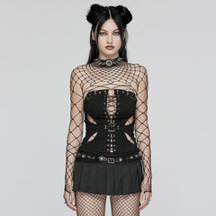 WS-653YDF Gothic Lace-Up Cutout Strapless Punk Corset Top?-??Punk Rave Clothing